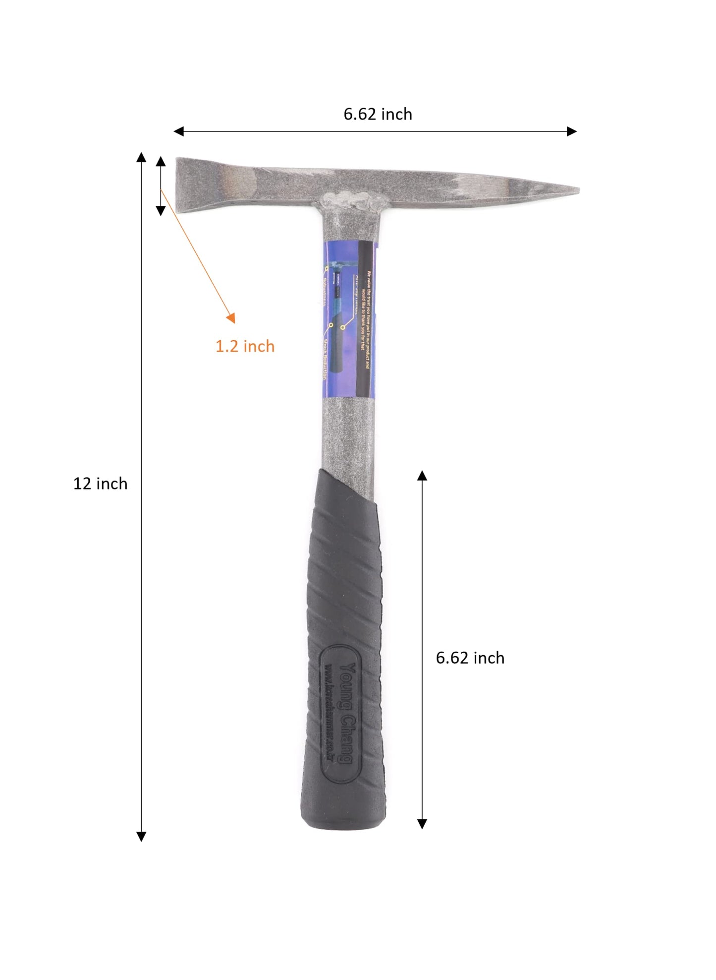 CHOWEL BHS-W330 Welding Chipping Hammer, 13 oz Lightweight Forged Steel Slag & Spatter Removal Tool with Shock-Reducing Rubber Grip