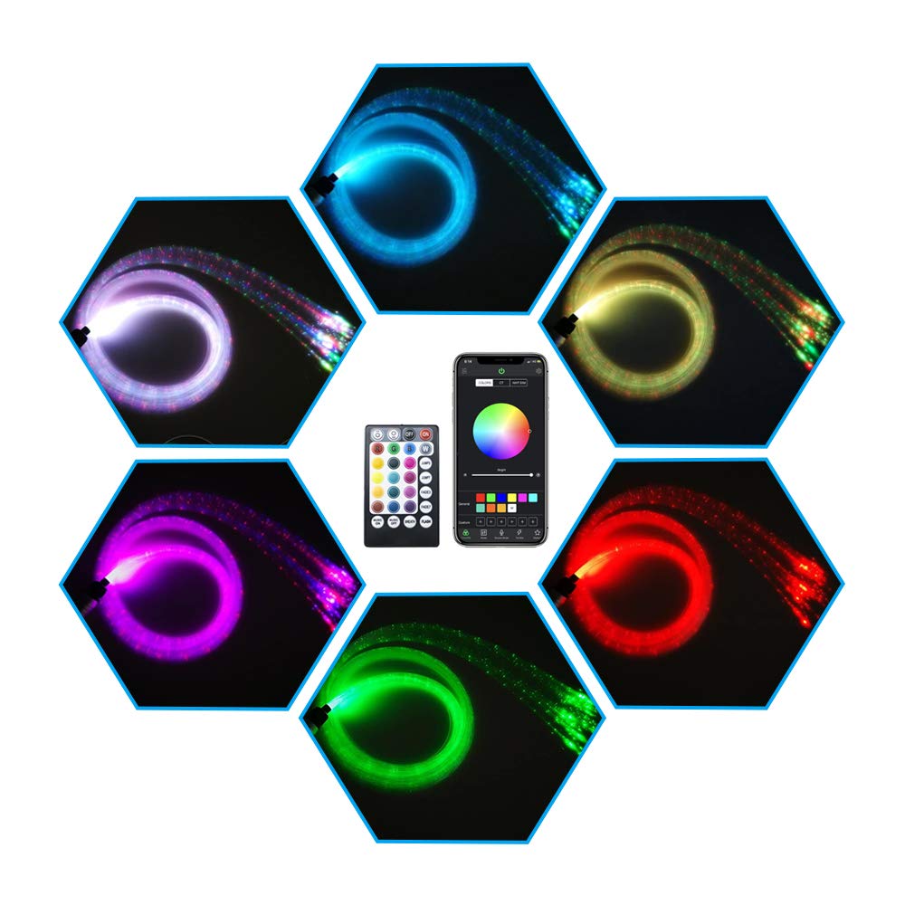 AMKI 6W RGBW Fiber Optic Curtain Light, Bluetooth Waterfall LED for Kids, Sensory Room, Home Decor, 200 Strands, 6.5ft/2m