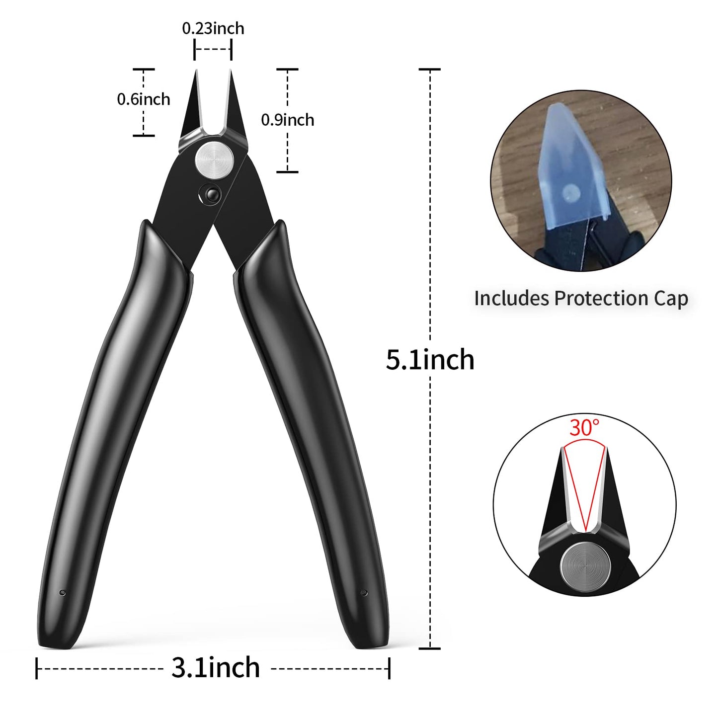 BOENFU 2-Pack Small Wire Cutters, 5" Flush Cut Nippers Side Cutting Pliers for Jewelry, Electronics, 3D Printing & Plastic Models