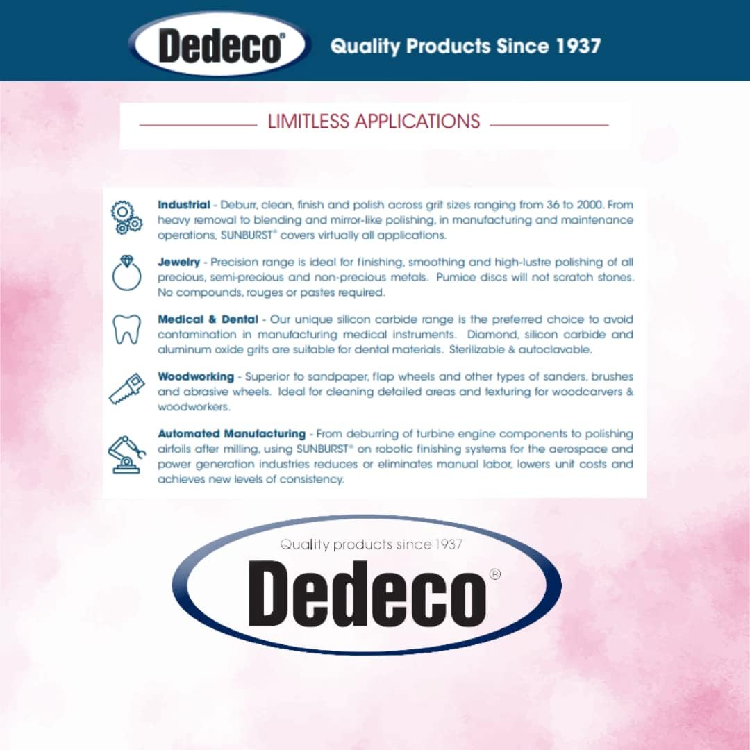 Dedeco Sunburst Radial Bristle Discs 12-Pack - 3/4" Curved - Pink 600 Grit (Fine, Pumice) - Aluminum Oxide for Polishing & Finishing