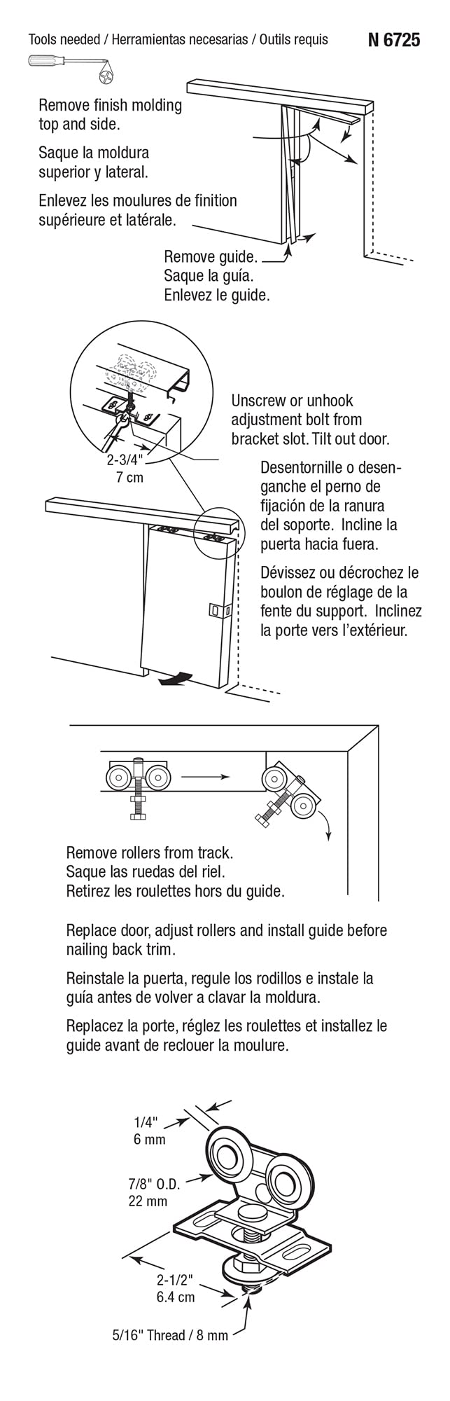 Prime-Line N 6725 Pocket Door Top Roller Assembly with 7/8 in. Nylon Roller (Single Pack)