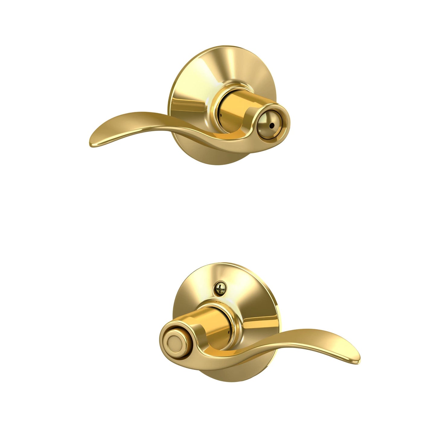 Schlage F40 V ACC 605 Accent Door Lever, Bed & Bath Privacy Lock, Bright Brass