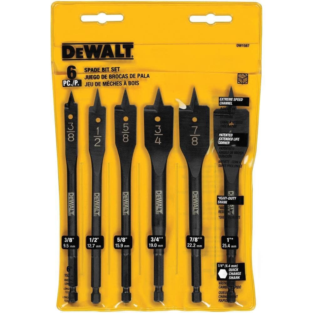 DEWALT Drill Bit, Spade, 6-Piece (DW1587)