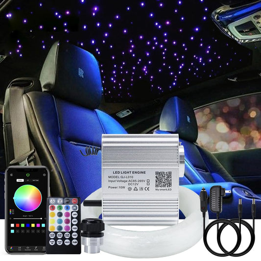 AKEPO Upgraded RGBW Fiber Optic Star Ceiling Light Kit, 10W Twinkle & Music Sync, 450 Strands, RF Remote, Car/Home App Control