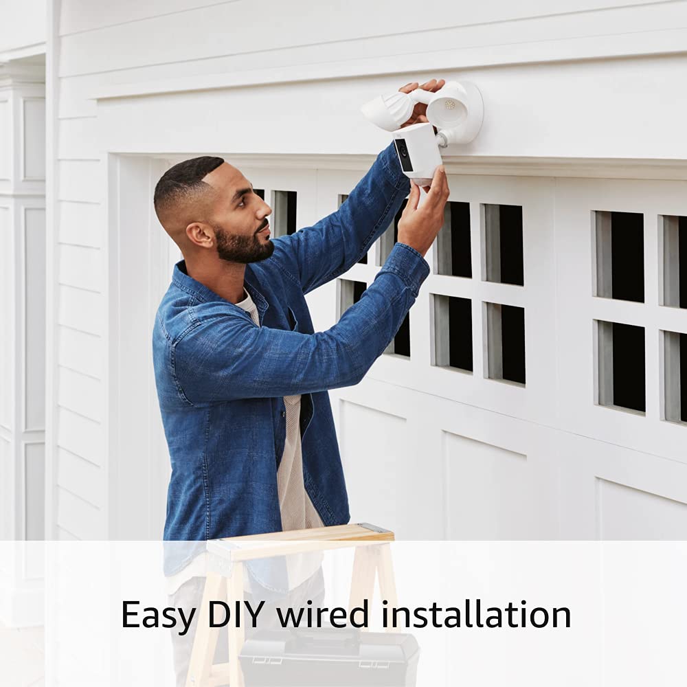 Like-New Ring Floodlight Cam Wired Plus — Outdoor home or business security with motion-activated 1080p HD video and floodlights, (2021 release) White