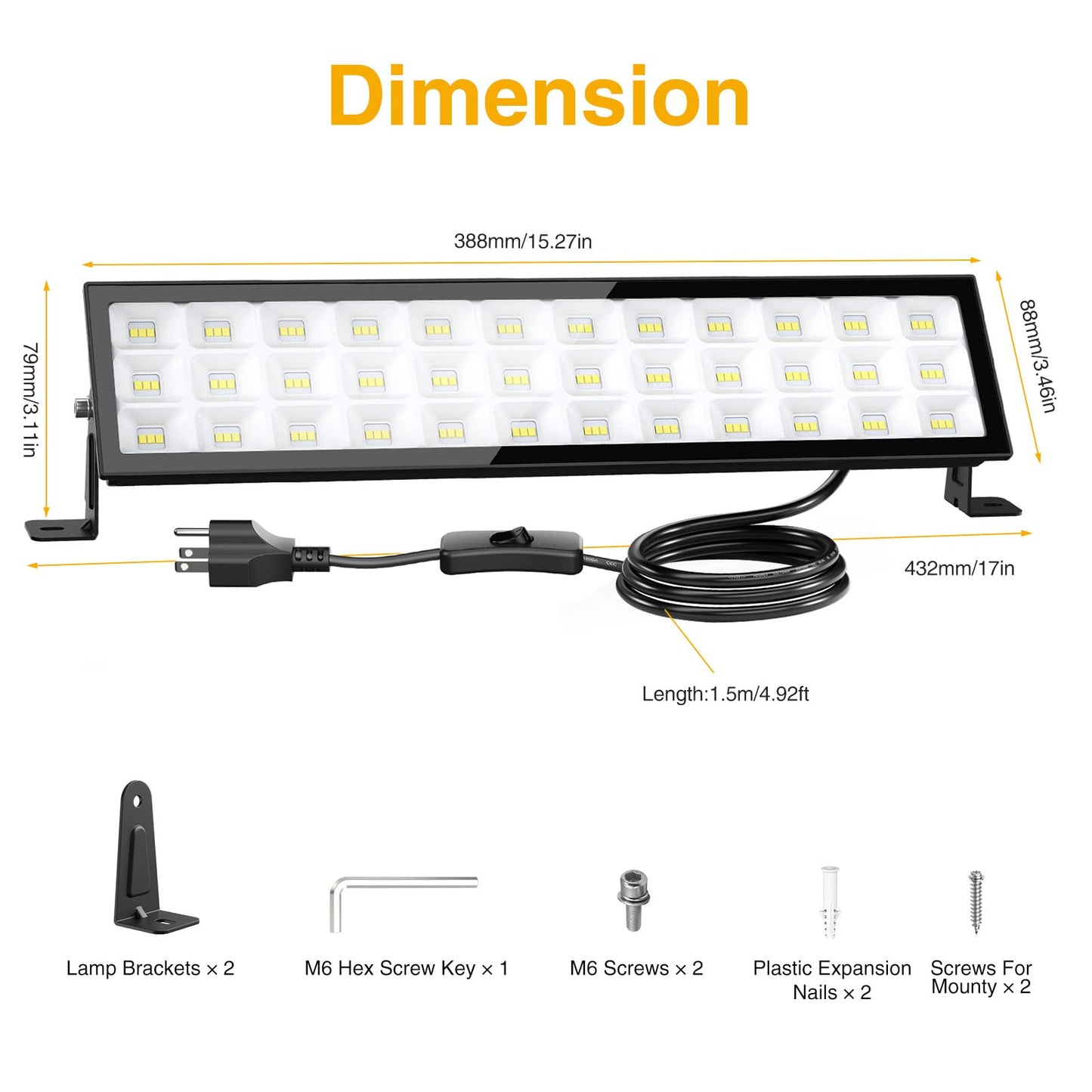 Onforu 100W LED Shop Lights 2-Pack, 14000lm Ultra Bright Daylight Work Lights, IP66 Waterproof Garage, Warehouse & Workshop Lighting