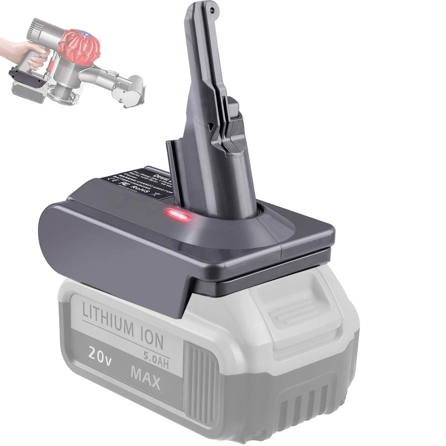 BTRUI Dyson V8 Battery Adapter for Dewalt 20V Battery, Convert DW20V8 for Dyson V8 Series Handheld Vacuum (Animal, Fluffy, Motorhead)