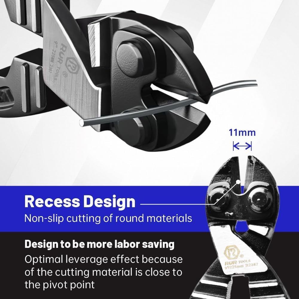 9-Inch Mini Bolt Cutters Heavy Duty – CR-V Steel, Spring-Loaded, Soft Grip Lock Cutter for Wires, Chains, Screws & Hardware