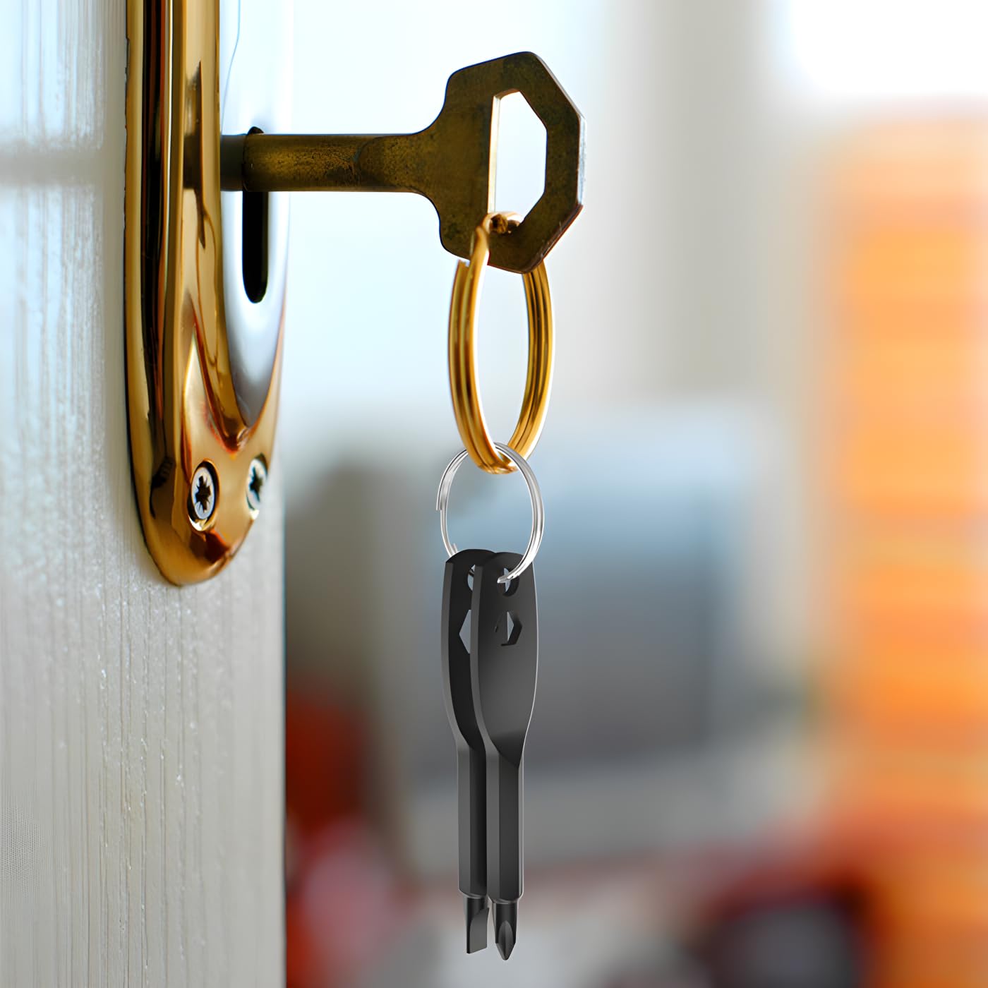 4-in-1 Pocket Screwdriver Keychain Tool, Stocking Stuffers for Men, Cool Gadget Gift for Dad Husband Boyfriend, White Elephant – Black