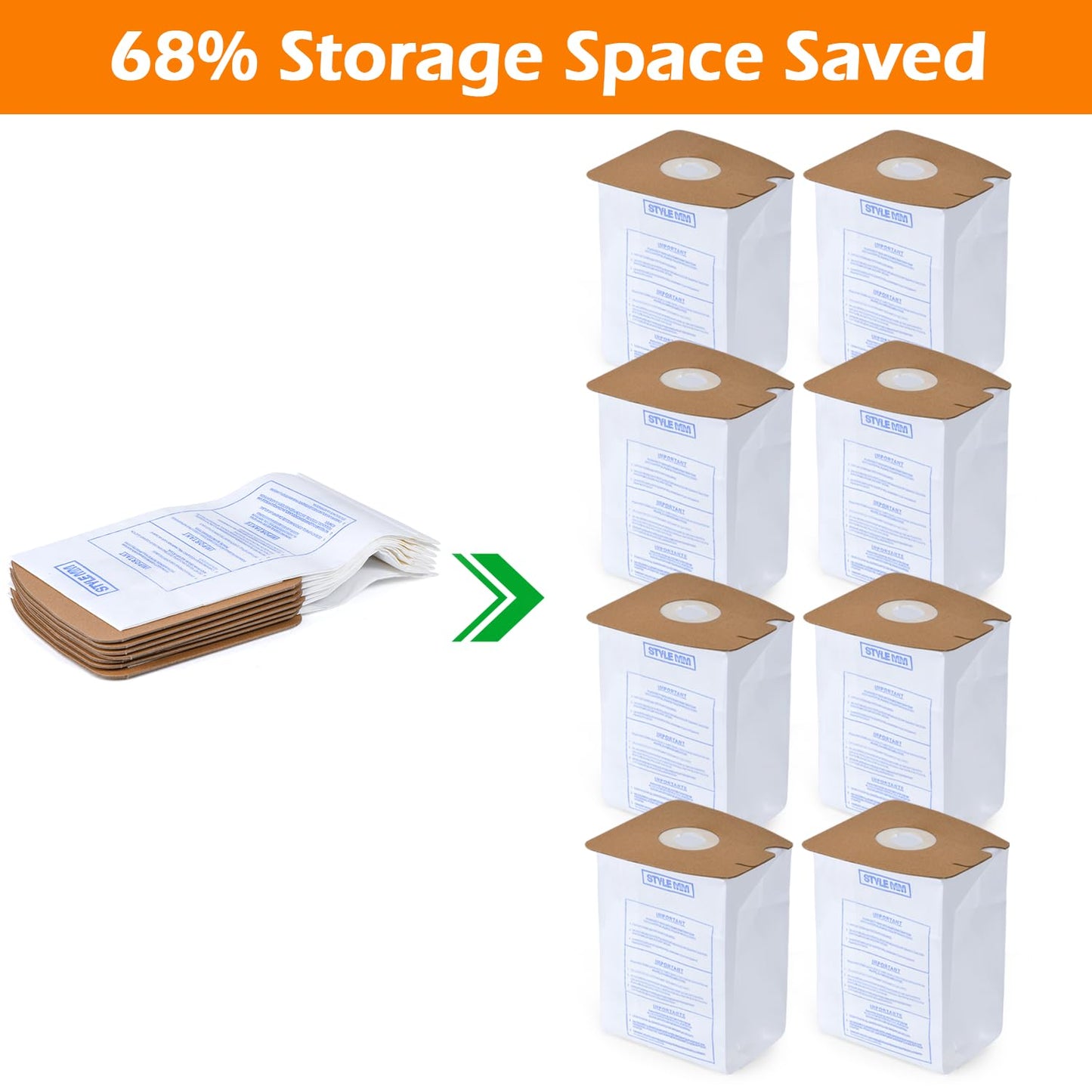 8-Pack MM Style Vacuum Bags for Eureka Mighty Mite 3670 & 3680 – Replaces 60295/60295A/B/C, 60296, 60297A – High Filtration