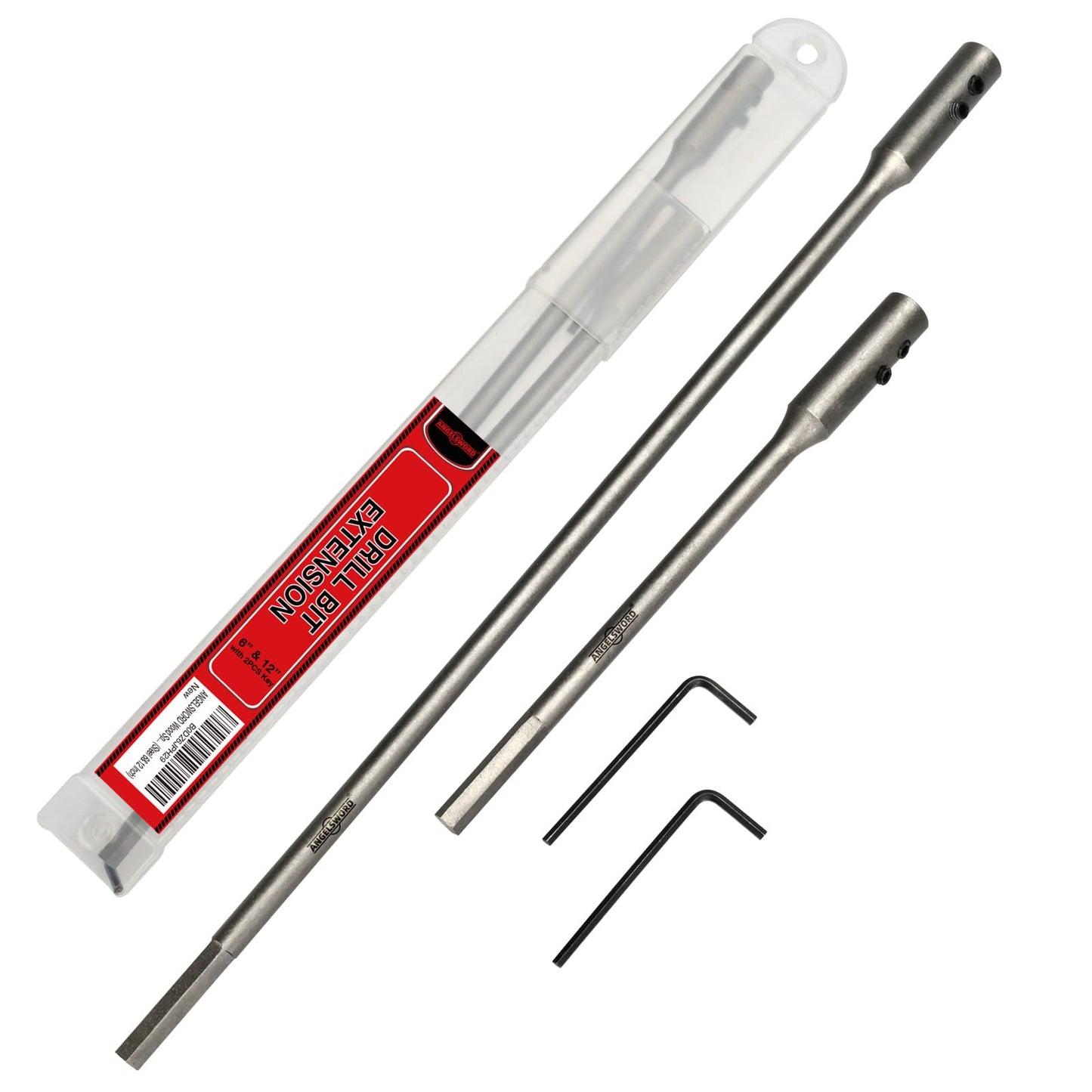 ANGELSWORD 1/4" Extension Drill Bit Holder Set, Wood Spade Drill Bit Extension,6 and 12 Inch with 2 Pieces Key