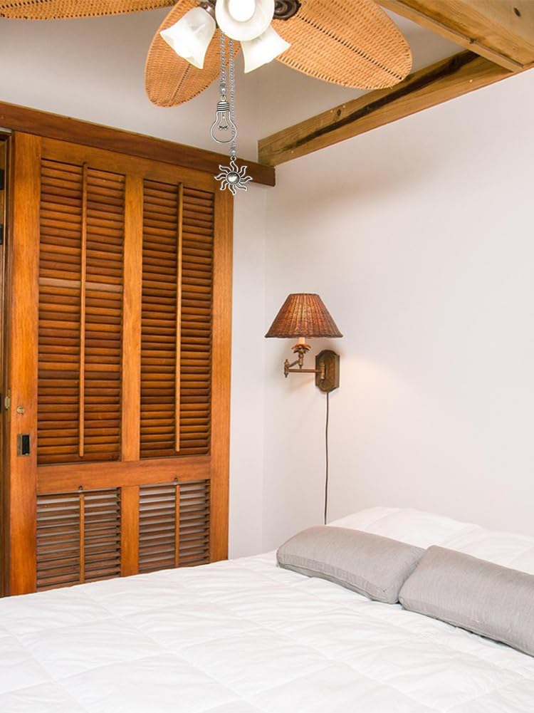 Aiyonoyia 4 Pack Ceiling Fan Pull Chain, 12 Inch Pull Chains Extension Ornaments (Fan and Bulb Pattern)