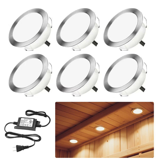 **SKYMVAO 6-Pack LED Sauna Explosion Room Lights, Recessed Waterproof IP67 Deck & Outdoor Step Lights, Low Voltage for Garden Patio Yard**