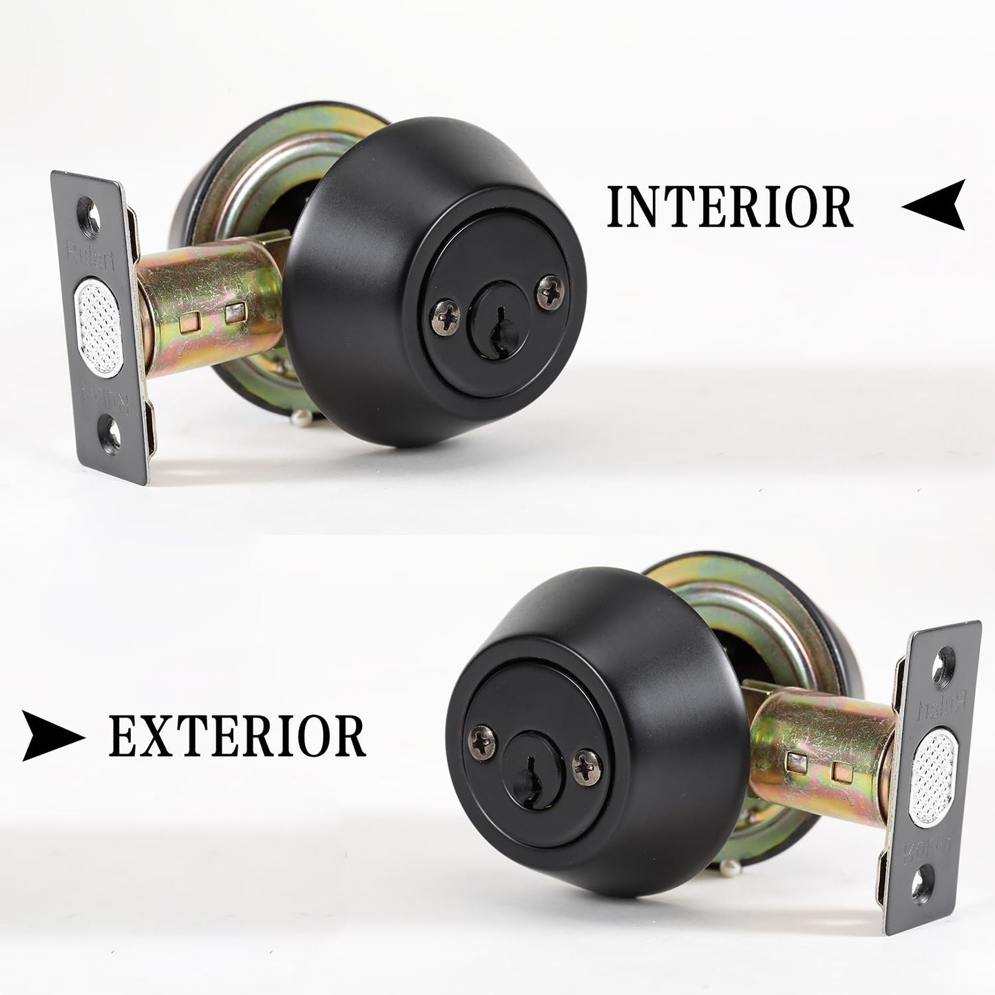 Double keyed Deadbolt Lock - Keyed on Both Sides, 2-Way Adjustable Cylinder Deadbolt (Privacy/Passage), Satin Stainless Steel(Black, Double Side)