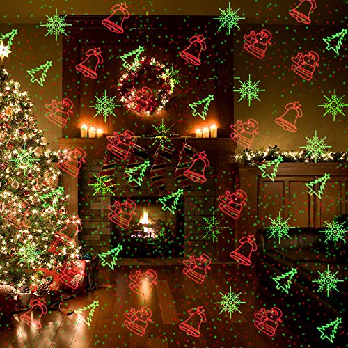 Christmas Projector Lights Outdoor – Red & Green Star Laser Spotlight with 360° Coverage, Wireless Remote for Garden, Patio & Wall Decor
