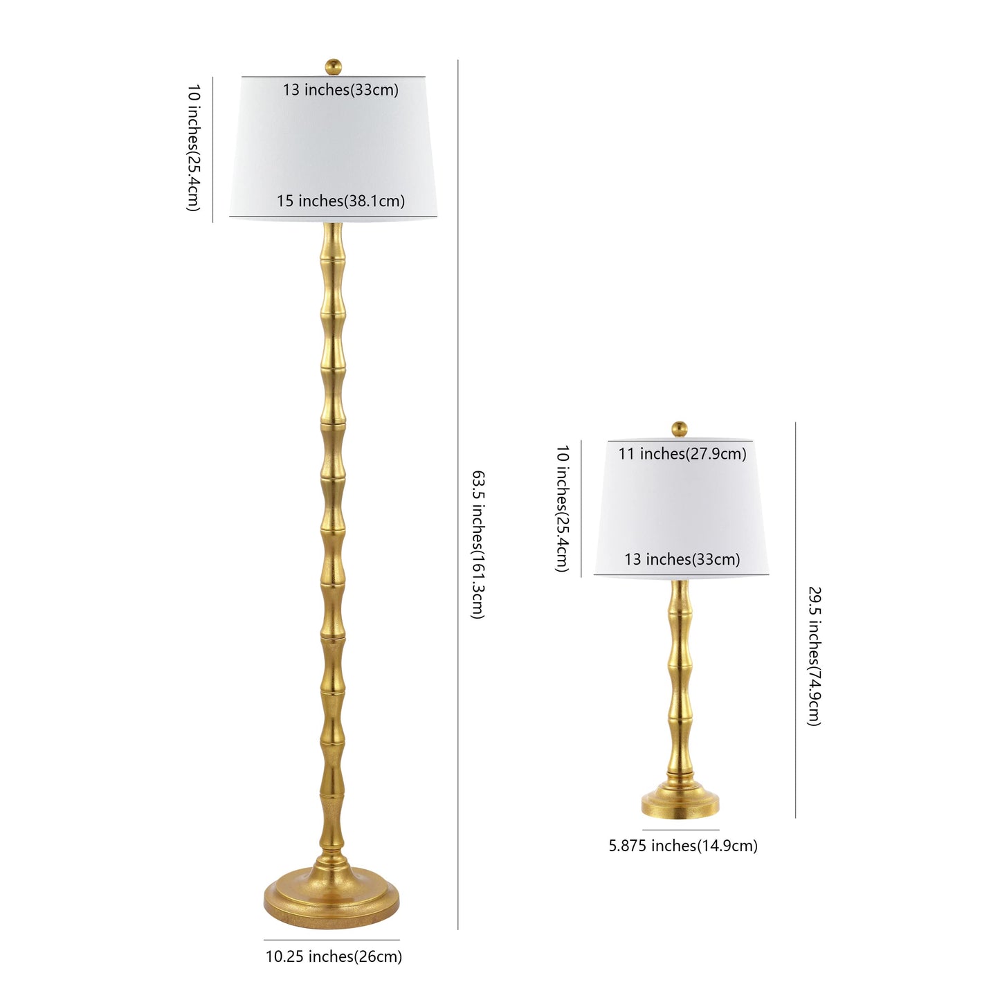 SAFAVIEH Lighting Collection Aurelia Contemporary Gold Floor & Table Lamp Set of 3 (LED Bulbs Included)