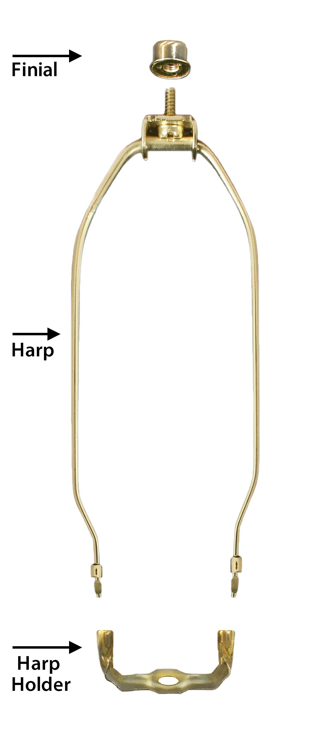 Royal Designs, Inc. HA-1001-11BR-1 Heavy Duty Harp for Lamp Shade Holder, 11 inch, Polished Brass Base