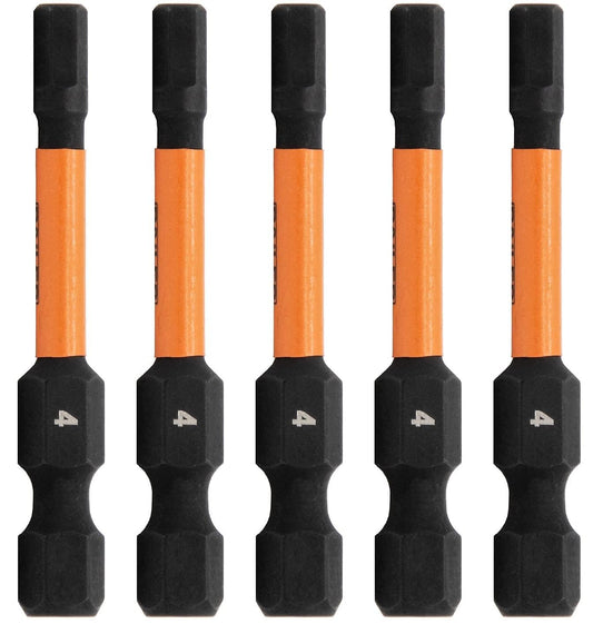 Hex 4mm Impact Driver Bit - Railer Allen Wrench Drill Hex Bits. 1/4 Quick Release S2 Steel 2 inch 4mm Hex Bits. (5 Pack)