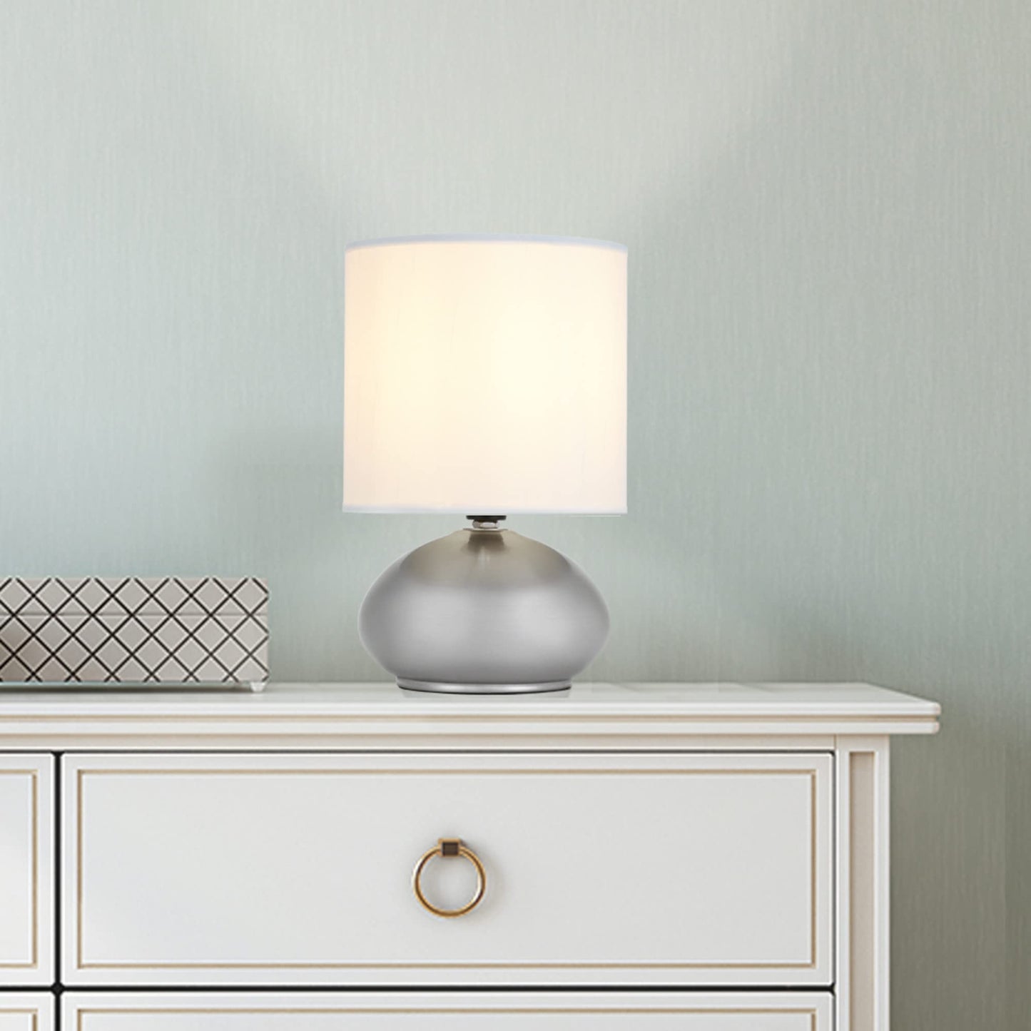 Catalina Lighting 21403-000 Transitional 2 Pack Matching Small Touch Table Lamp Set, 9.25", Brushed Nickel