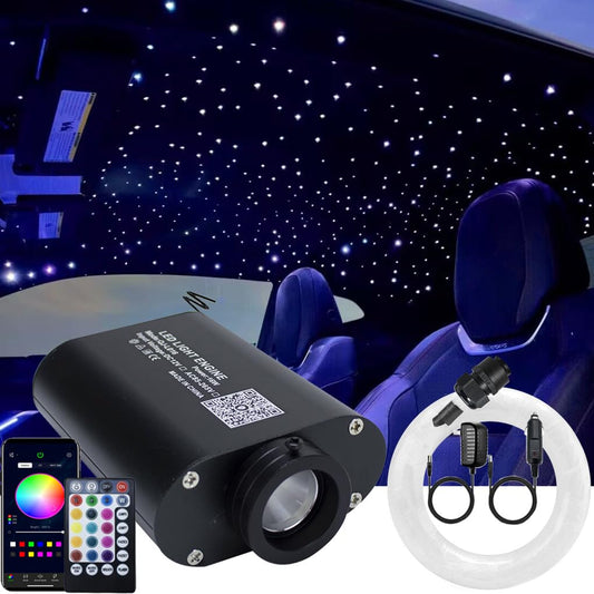 AZIMOM 16W Sound-Activated Fiber Optic Starlight Kit, 300pcs 6.5ft, Music Mode, Remote & APP Control for Car & Home Ceiling Decor