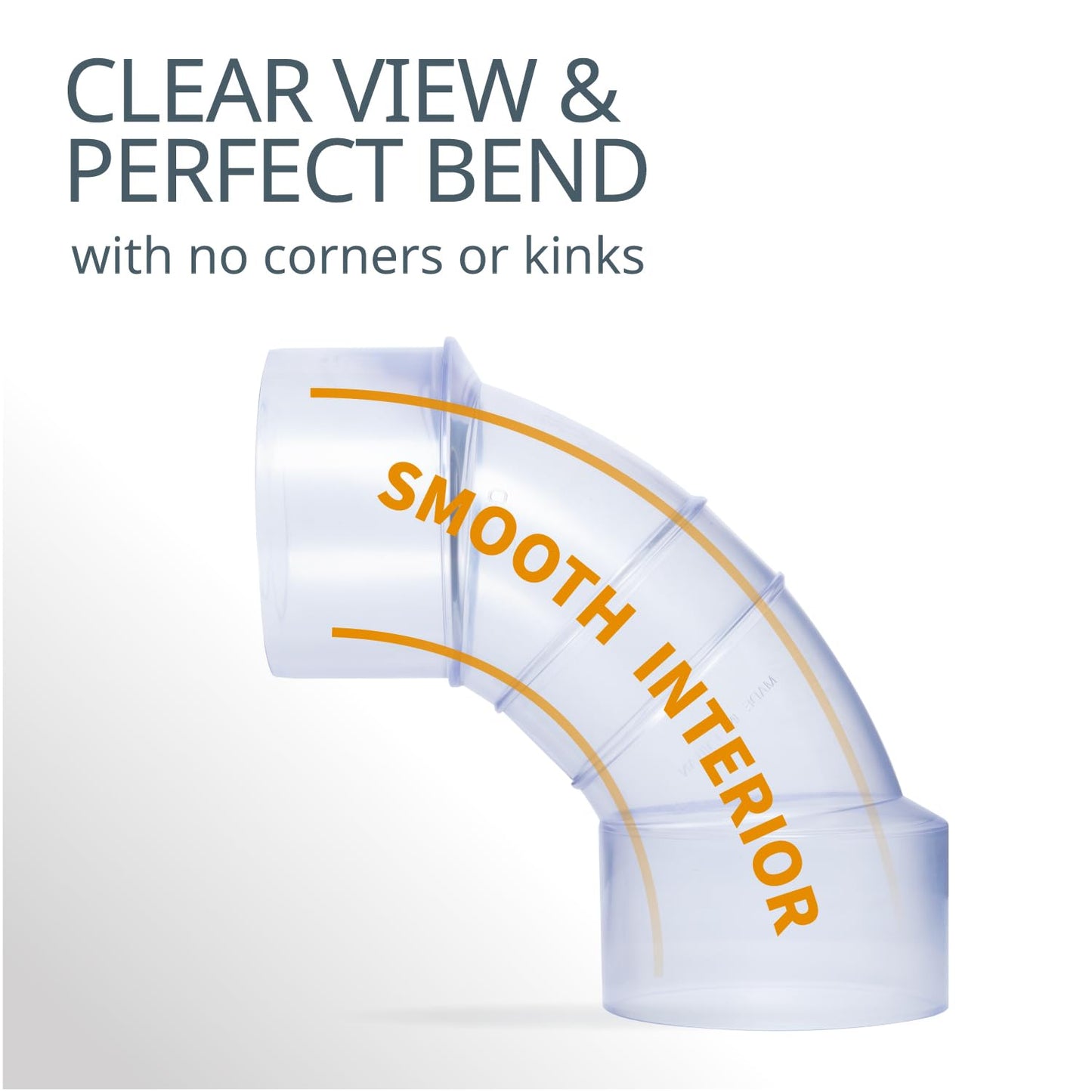 POWERTEC 4 Inch ID/OD 90 Degree Elbow for 4 Inch Dust Collection Pipes, Hoses, and Fittings, Clear, 1 Pack