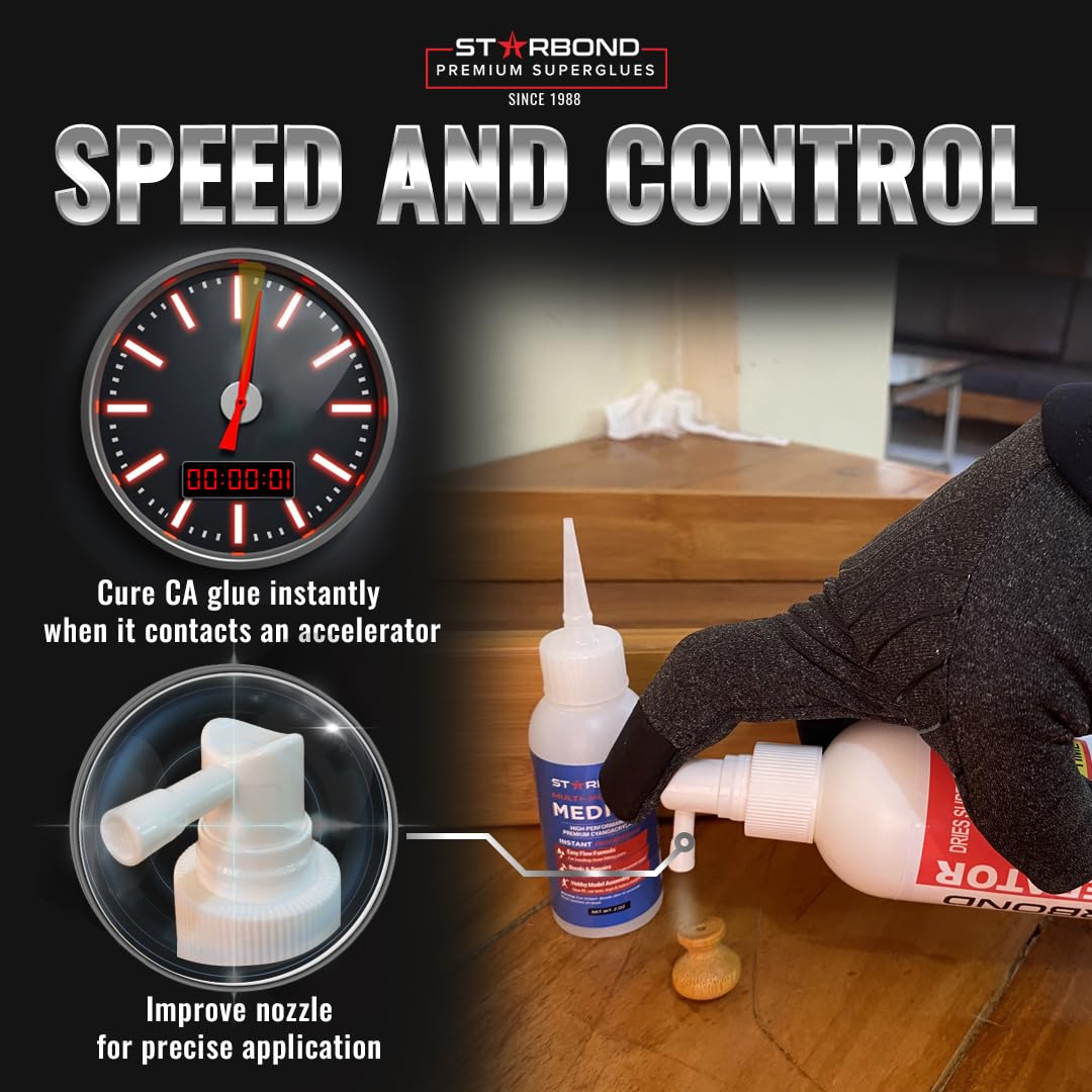 Starbond Pinocchio Pump CA Glue Accelerator, Instantly Dries Super Glue, 8 oz