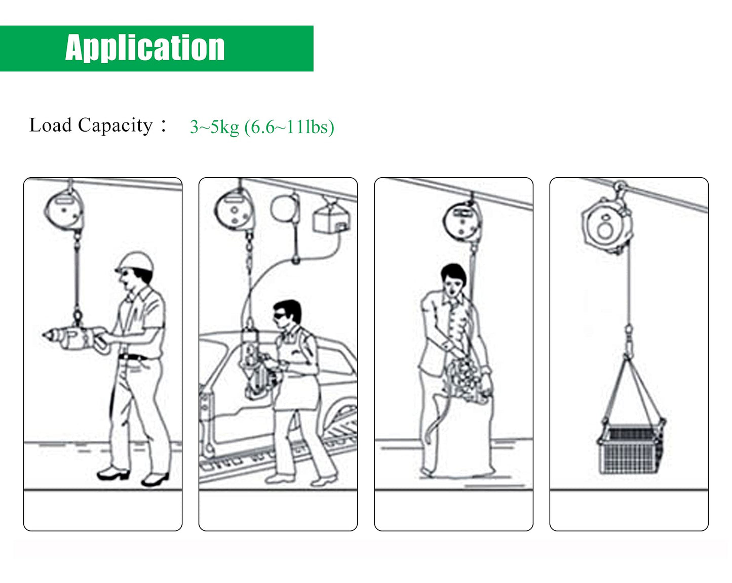 YJINGRUI Retractable Spring Balancer 3~5kg(6.6~11lbs) Hanging Tool Spring Balancer Balancer Retractor 1.5m Wire Rope Hanging Holding Equipment