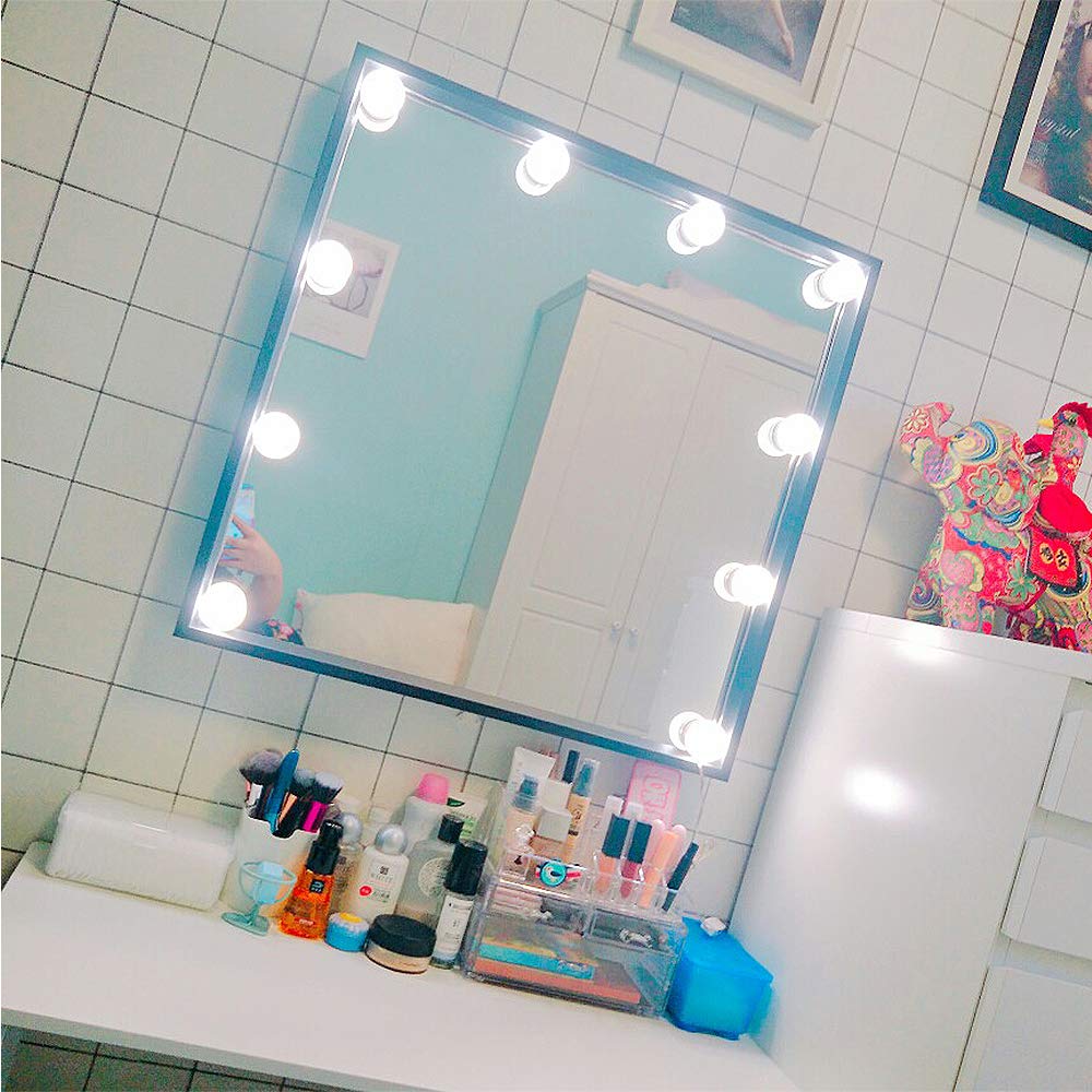 SICCOO Hollywood Style Vanity Mirror Lights, 10 Dimmable LED Bulbs, USB Powered, DIY Makeup Dressing Table & Bathroom Lighting Strip