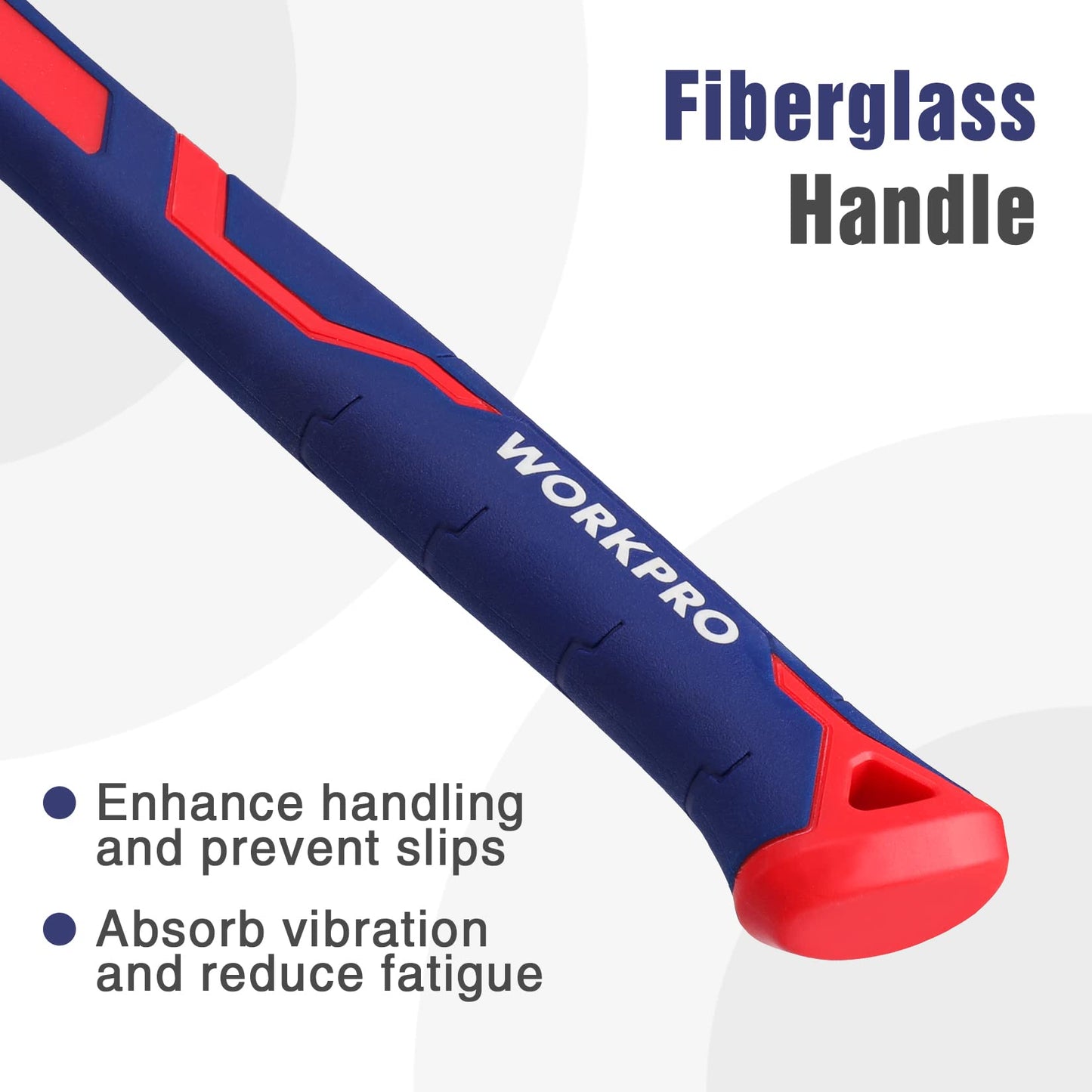 WORKPRO 2-Piece Claw Hammer Set, 8 oz Mini Stubby & 16 oz Fiberglass General Purpose, Soft Nonslip Handle & Heat Treated Head