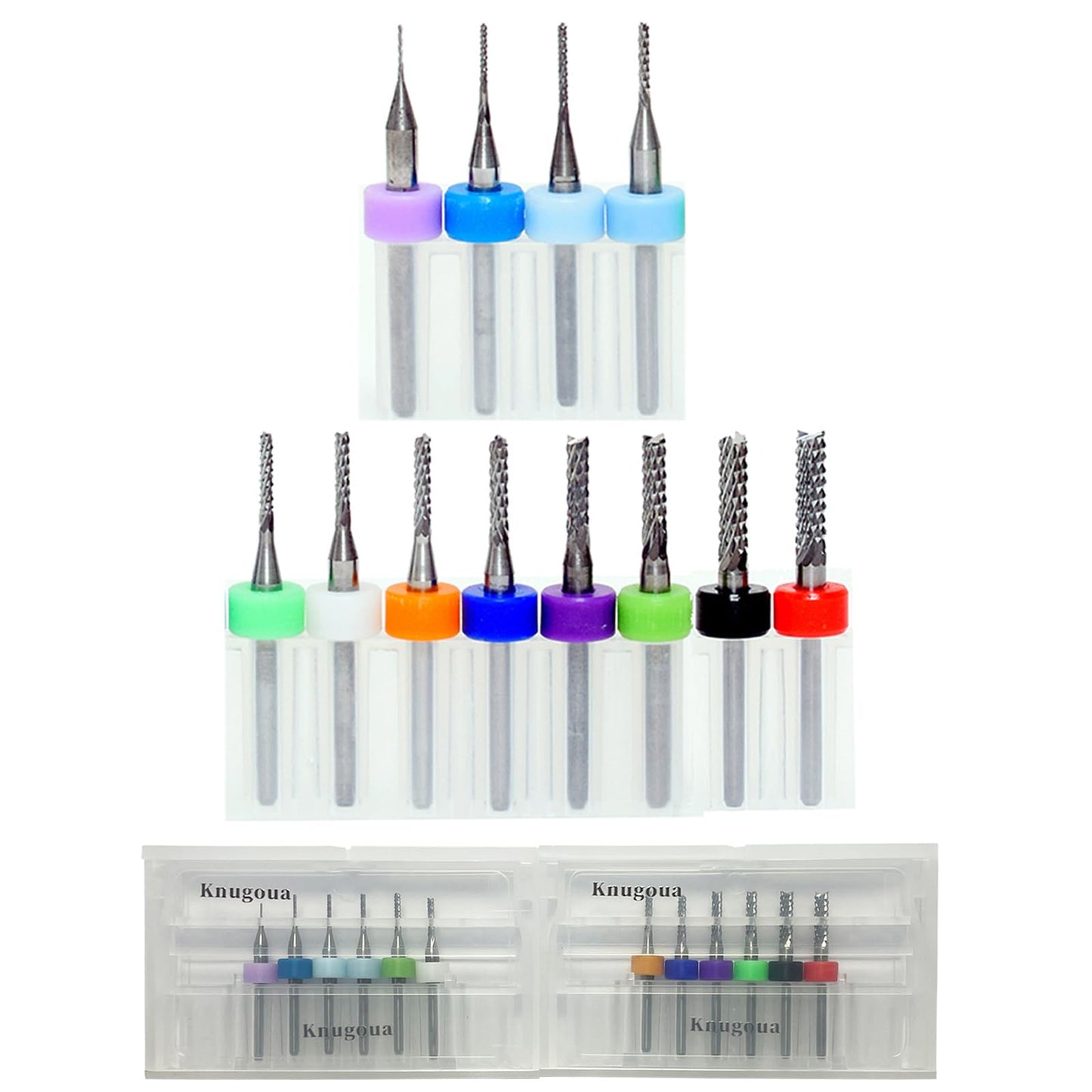 12-Piece Tungsten Steel End Mill Set, CNC Router Bits for PCB, Wood, Plastic, Copper, Fiber, 0.5–3.175mm Drilling & Engraving