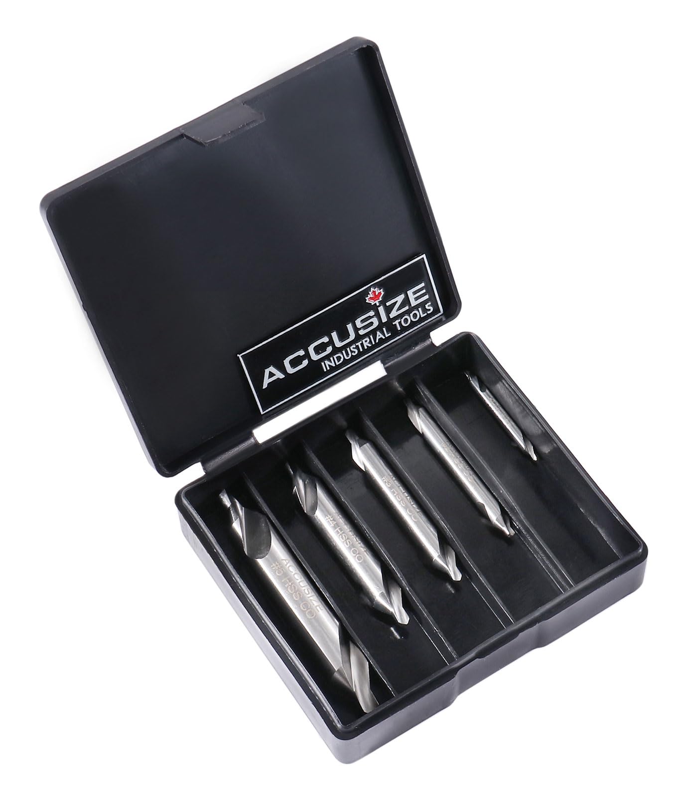 Accusize Industrial Tools 5pc ANSI M42 (H.S.S. + 8% Cobalt) Center Drill Set, 0556-5500