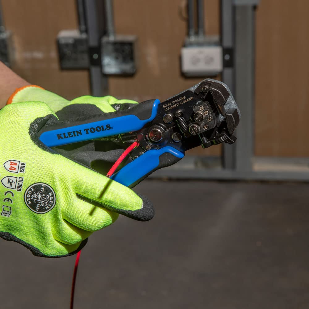 Klein Tools 11061 Self-Adjusting Stripper / Cutter, Heavy Duty, for 10-20 AWG Solid, 12-22 AWG Stranded, and Romex Wire 12/2 and 14/3