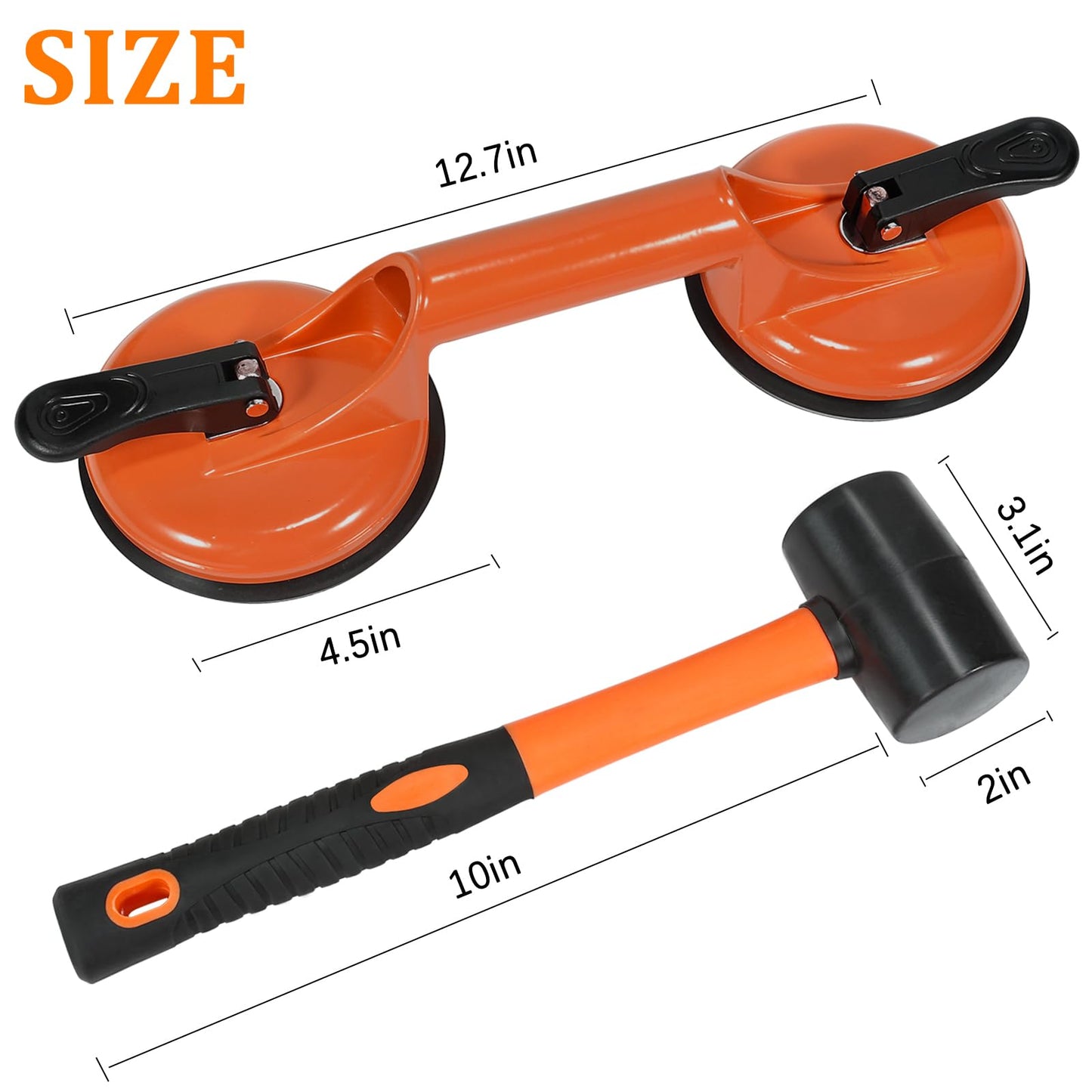 Floor Gap Fixer Tool for Laminate Floors – Plank Grabber with Aluminum Suction Cup, Fiberglass Handle & Rubber Mallet (Not for Scraped Floors)