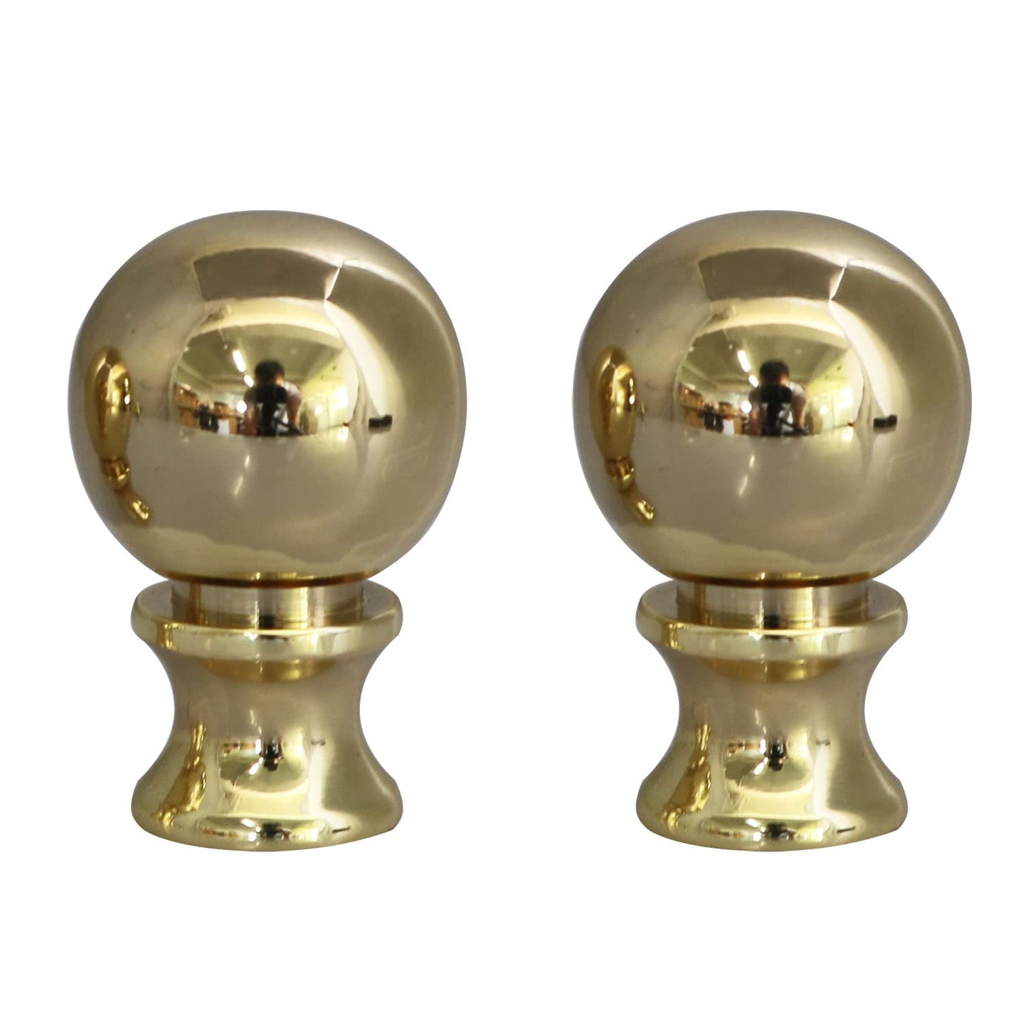 DGBRSM 2PCS 1-1/2 Inch Lamp Finial Small Spherical Lamp Finishes for Lampshades, Polished Brass