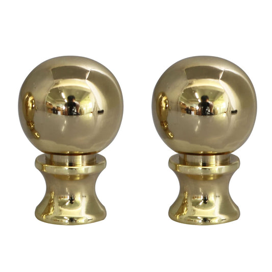 DGBRSM 2PCS 1-1/2 Inch Lamp Finial Small Spherical Lamp Finishes for Lampshades, Polished Brass