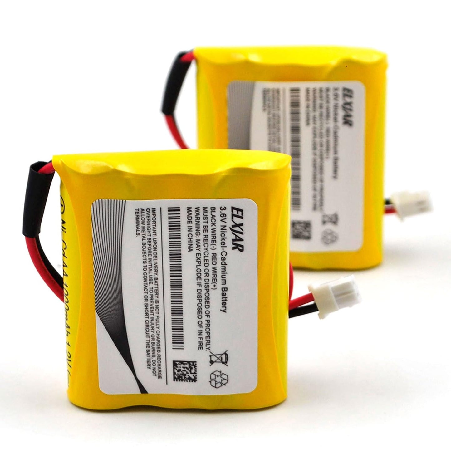 elxjar (2-Pack) 3.6V 1000mAh Ni-CD Battery Replacement for Saft B15CS03 Emergi-Lite C8 Exit Sign Emergency Light OSA022SC PR500EC