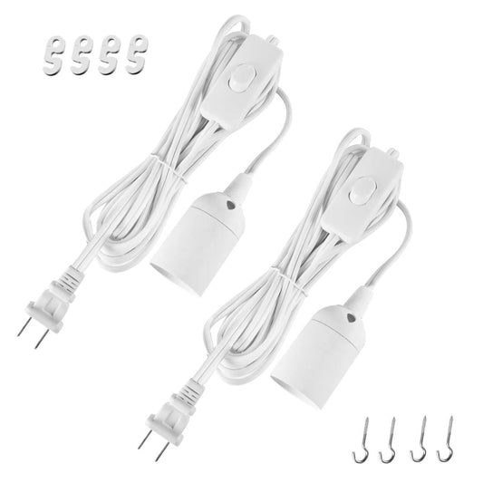 Simple Deluxe 20 Feet Extension Hanging Lantern Pendant Light Cord with E26 Socket, Featuring an On/Off Switch(Bulb Not Included), 2 Pack