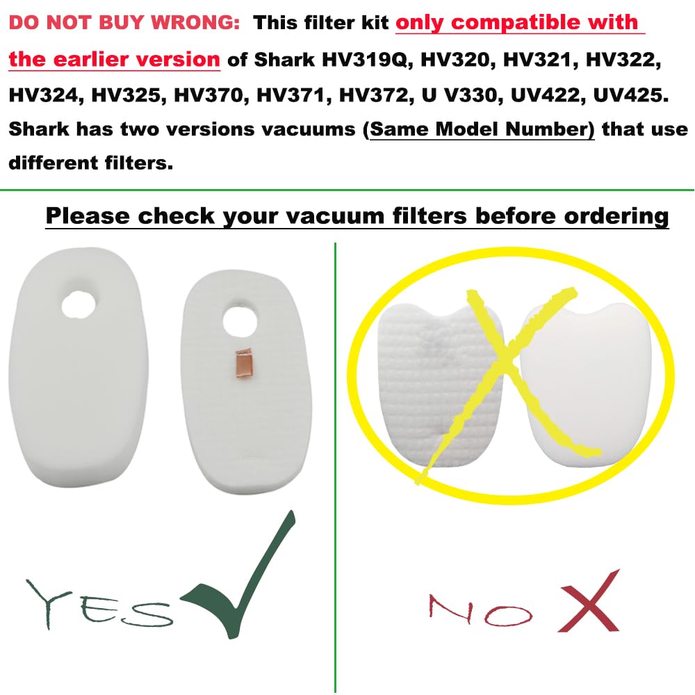 Dttery 3-Pack Replacement Filter Kit for Shark Rocket DeluxePro TruePet HV319Q–HV325 & UV330/UV422, Replaces 1080FTV320 & 1084FTV320