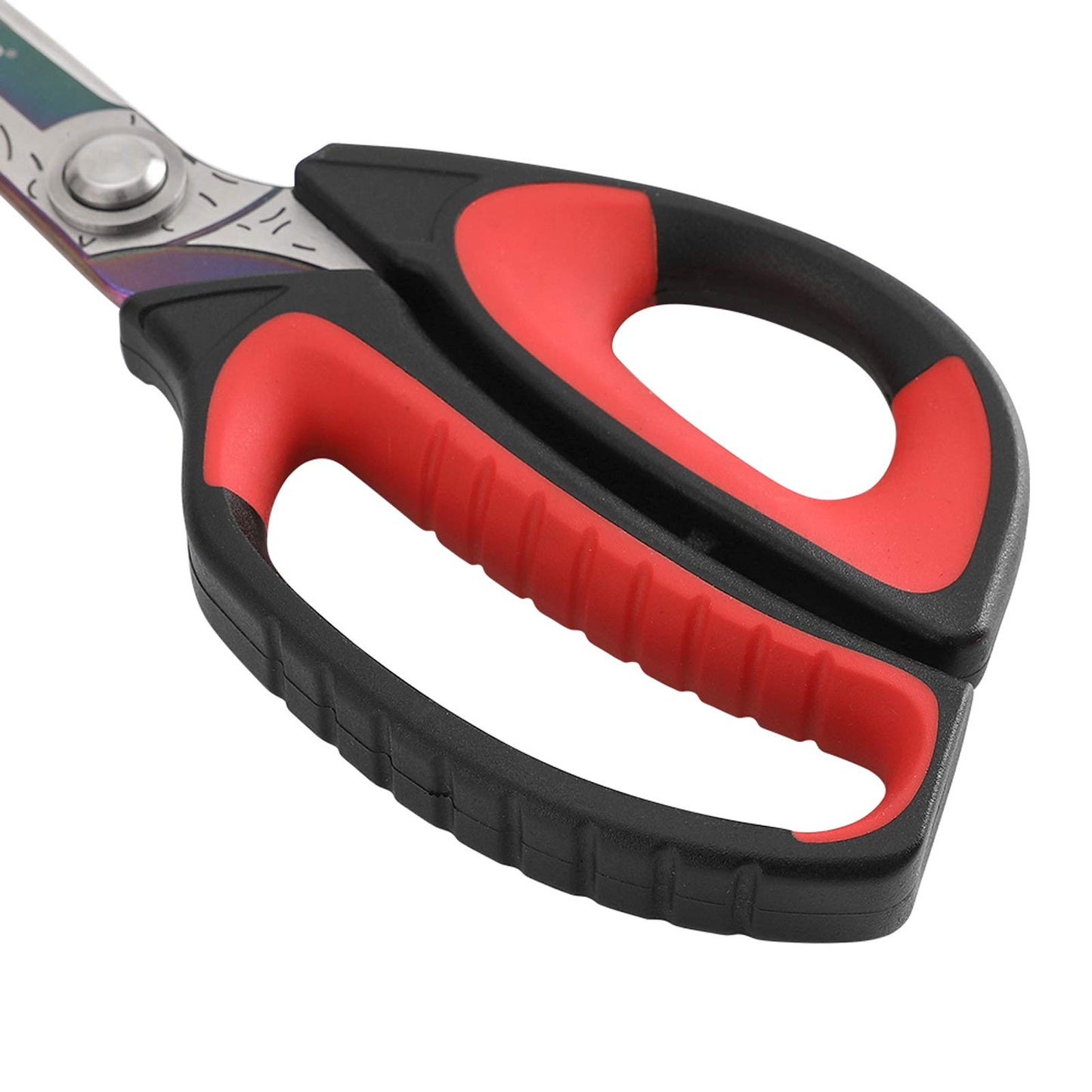 LIVINGO 10" Heavy Duty Multipurpose Scissors, Titanium Coated Stainless Steel Shears for Household, Gardening, Fabric, Red/Black