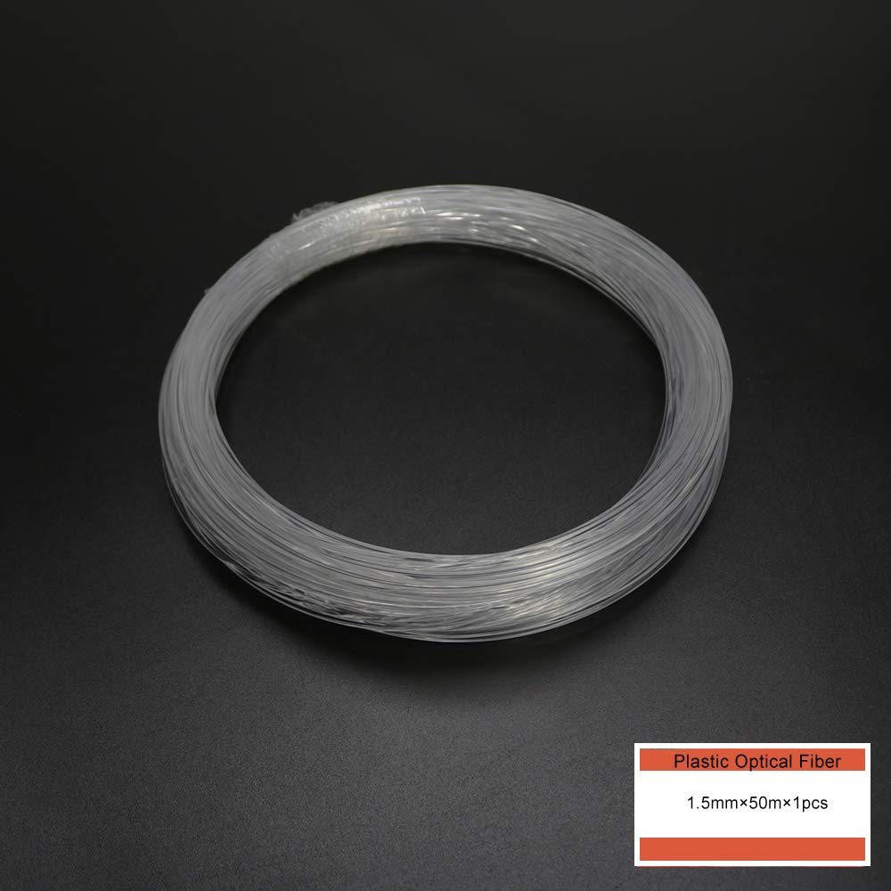 AZIMOM PMMA Plastic End Glow Fiber Optic Cable 1.5mm(0.06in) 50m(164ft)/Roll for Star Sky Ceiling All Kind Led Light Engine Driver Source