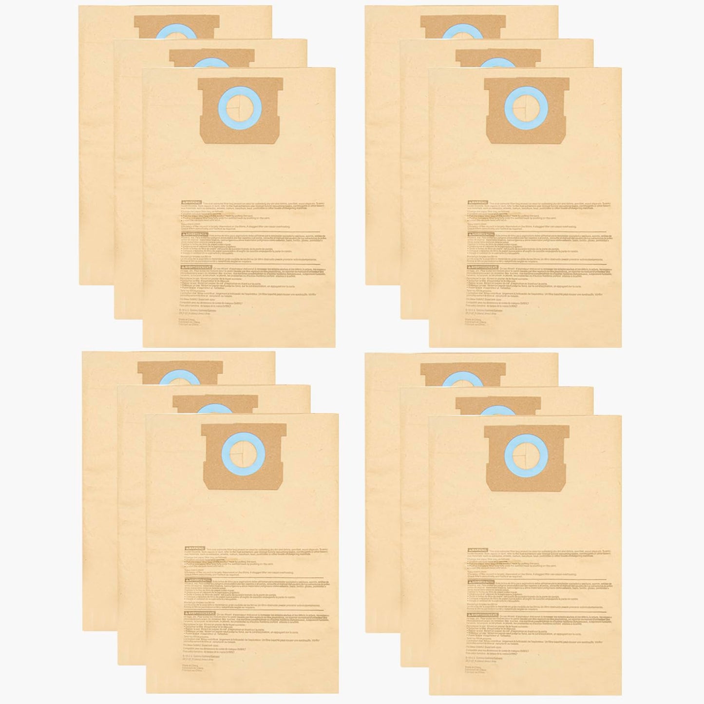 BIHARNT 12 Pack DXVA19-4102 Dust Bags for DEWALT 12-16 Gallon Wet Dry Vacuum, Compatible with DXV12P DXV14P DXV16P DXV16PA DXV16S