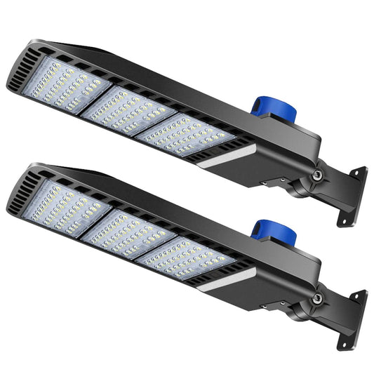 Juyace 300W LED Parking Lot Light, Dusk to Dawn Outdoor Wall Mount Flood Light, IP65 Commercial Security Area Lighting, 100-277V (2 Pack)