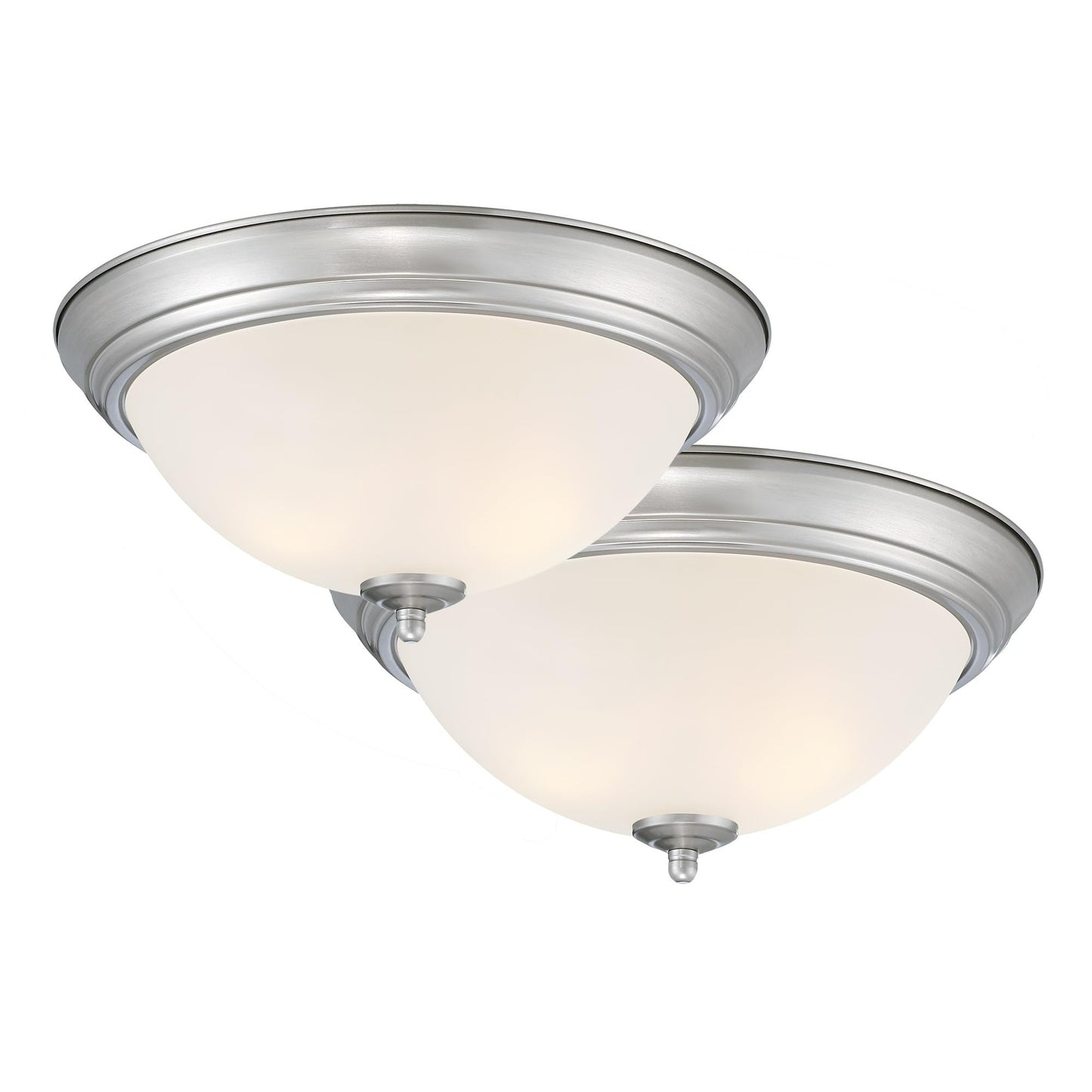 Designers Fountain 2-Pack 13" Flush Mount Ceiling Light, Frosted Glass Fixture for Kitchen, Bedroom, Bathroom, Hallway, Brushed Nickel