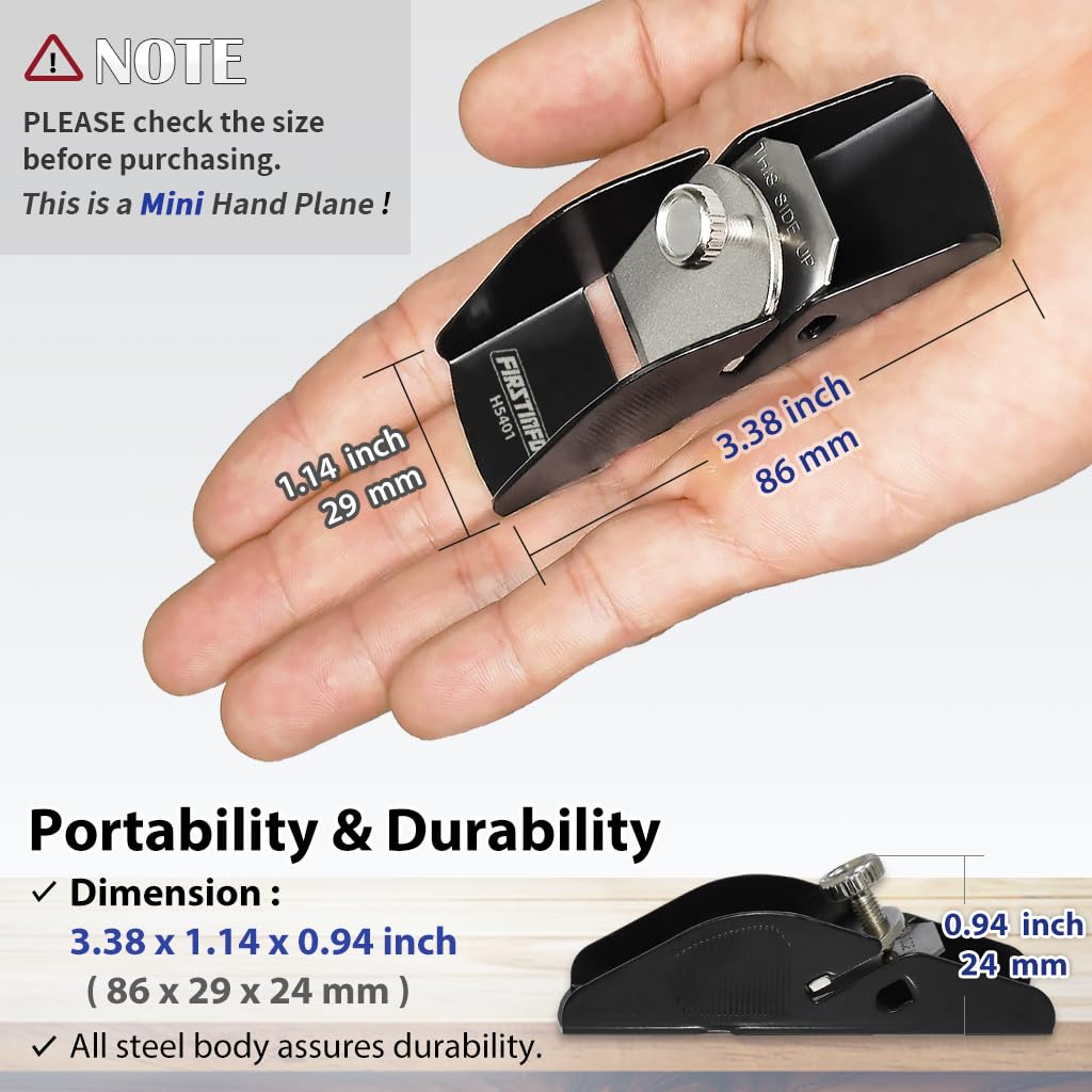 FIRSTINFO H5401 Mini Hand Plane Small Lightweight Steel Body Trimming Plane for Woodworking/Trimming/Wood Planing