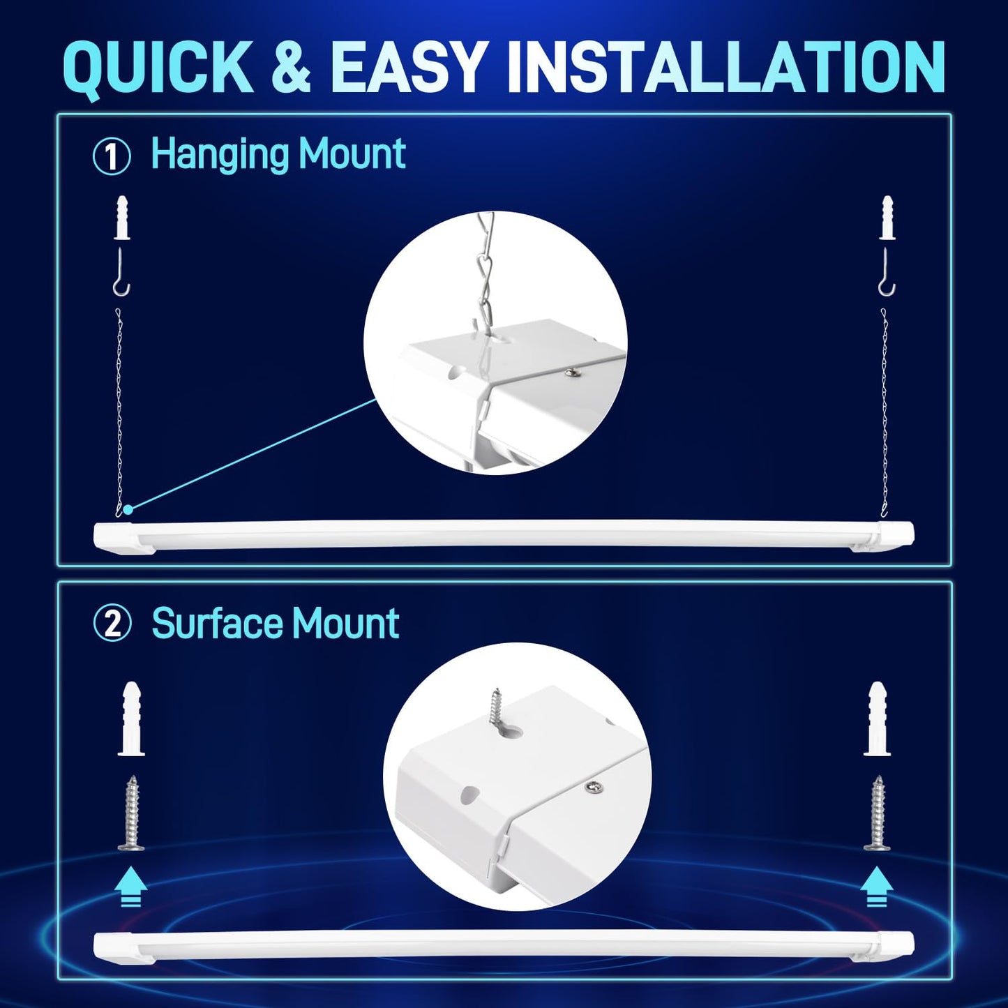 Hykolity 4FT 42W 5000K LED Shop Light, 4400lm Linkable Ceiling Light for Garage, Workshop, Basement, Hanging or Flush Mount, 1 Pack