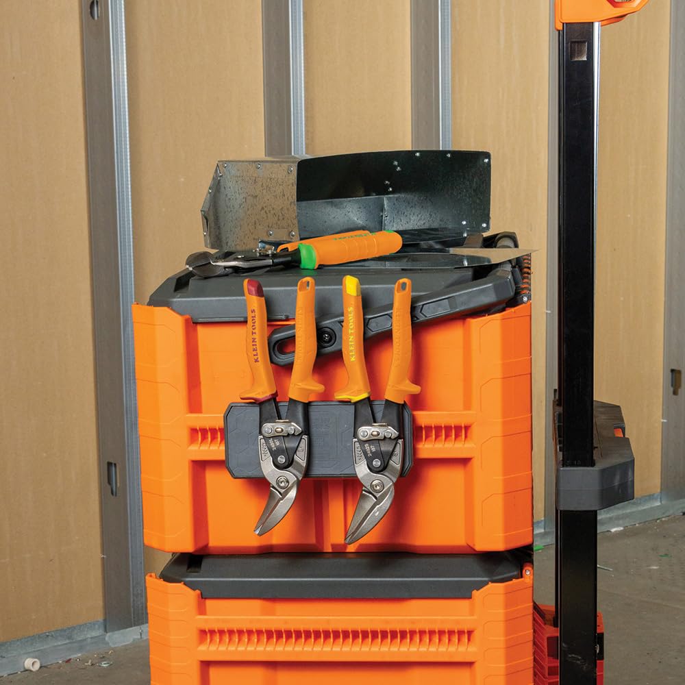 Klein Tools 2402S Straight-Cutting Offset Snips, Aviation Tin Snips with Forged Blade for Precision Sheet Metal Cutting