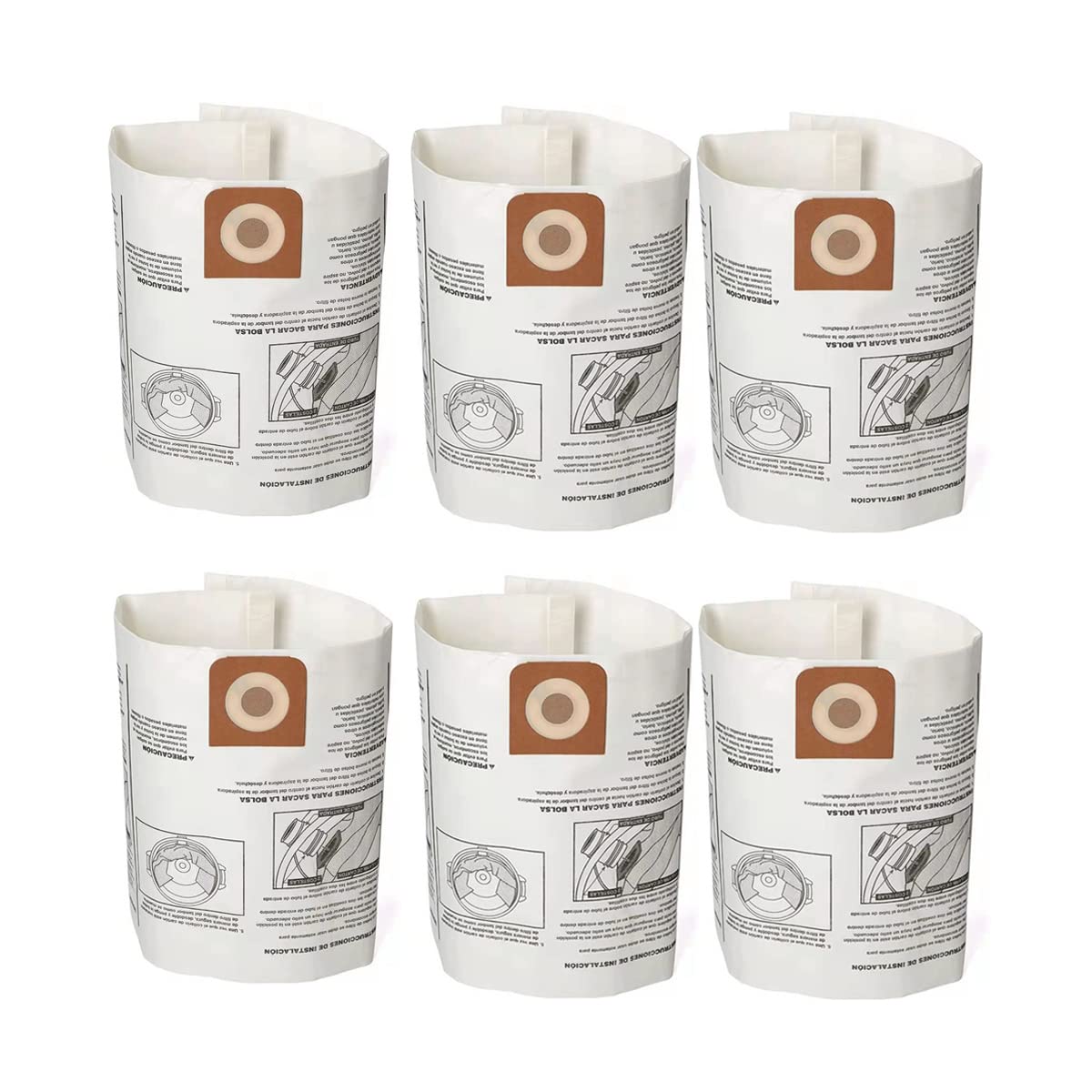 6-Pack Vacuum Dust Bags for Craftsman & Ridgid 16–20 Gallon Shop Vacuums, CMXZVBE38749 Replacement Accessories