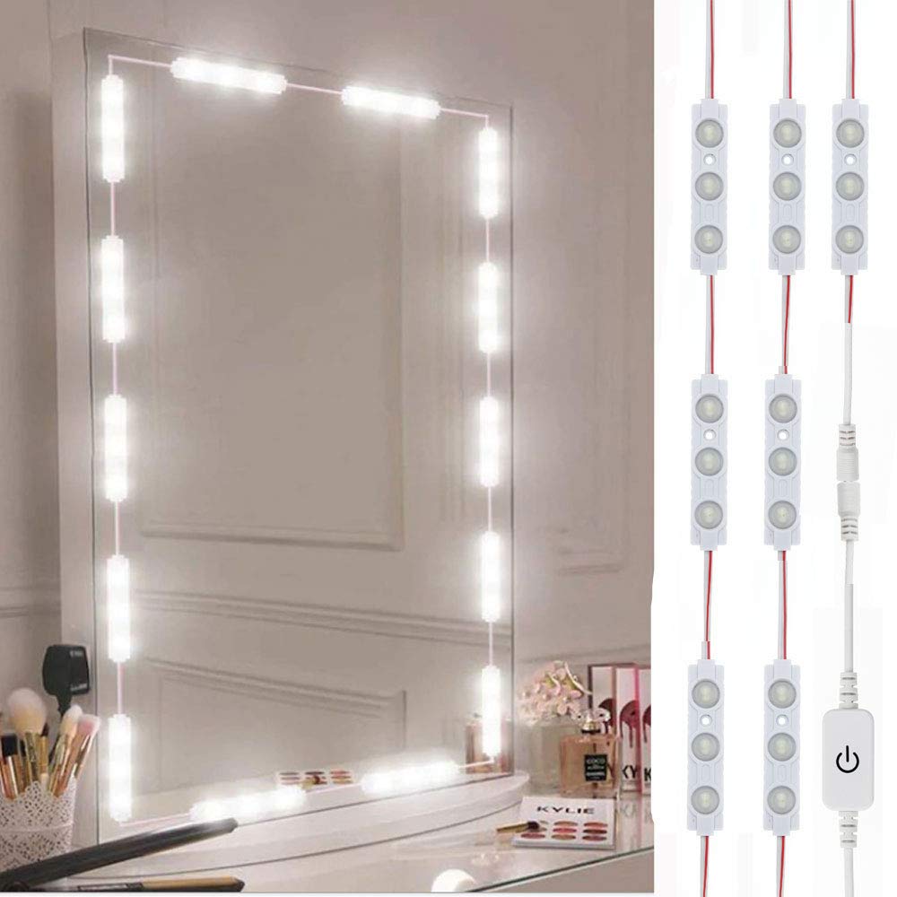 LED Hollywood Vanity Mirror Lights, 10ft Dimmable Touch-Control Strip, Ultra Bright White for Makeup Table & Bathroom Mirror