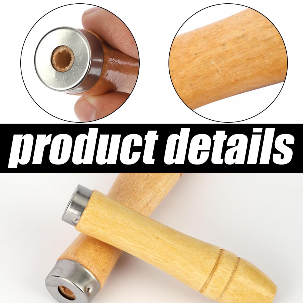 12-Piece Wood File Handle Set, 6 Large Handles for 10–12" Files & 6 Medium Handles for 6–8" Files, Wooden Handles with Metal Collars