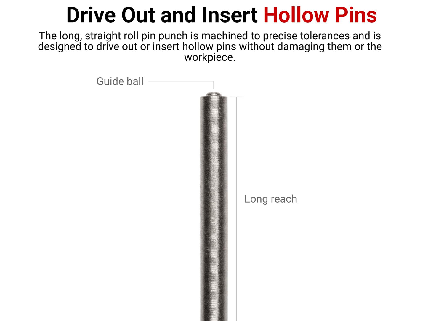 TEKTON Roll Pin Punch Set, 8-Piece (1/16-1/4 in.) | PNC93001 | Made in USA